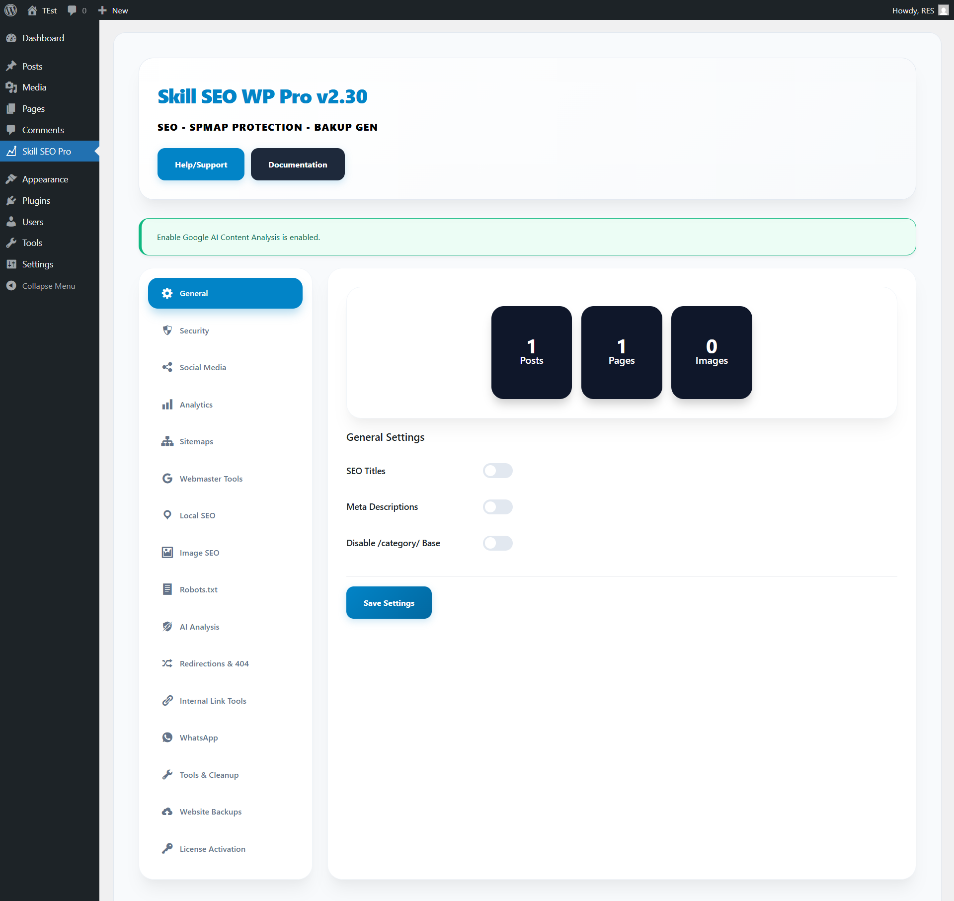 Skill SEO Pro Key Features Dashboard